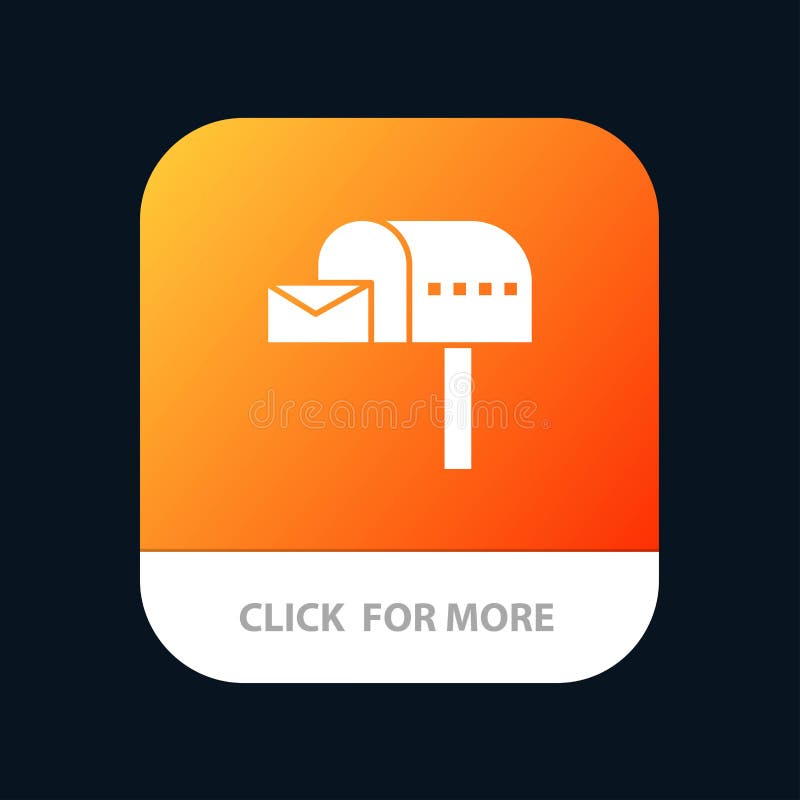 Buton aplicație mobilă casetă de e-mail pentru cutia poștală poștală poștală cu trimitere poștală. versiunea android și IOS glif royalty free illustration