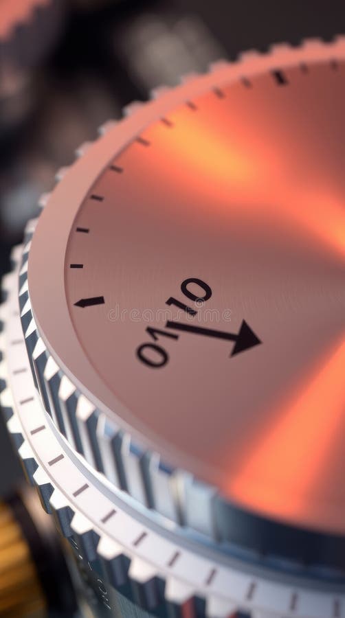 Buton de control metalic pe echipamente industriale Inginerie de precizie stock photography