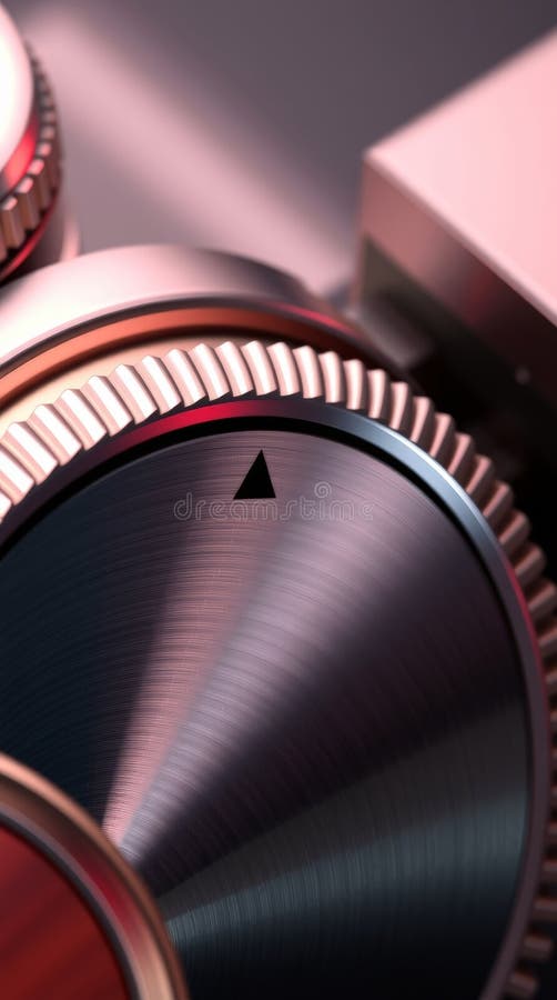 Buton de control metalic pe echipamente industriale Inginerie de precizie royalty free stock photo