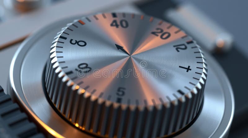 Buton de control metalic pe echipamente industriale Inginerie de precizie stock photography