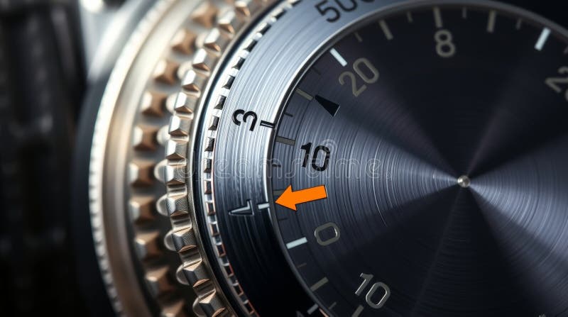 Buton de control metalic pe echipamente industriale Inginerie de precizie stock image