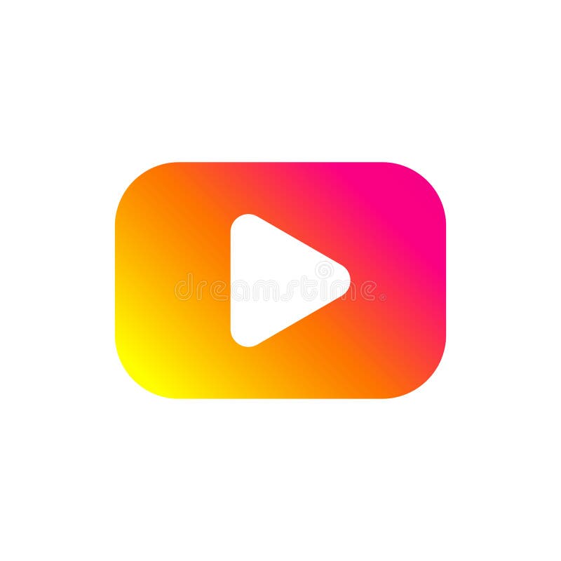 Buton de redare colorat. pictogramă gradient plat. semn izolat pentru web. vector stock illustration