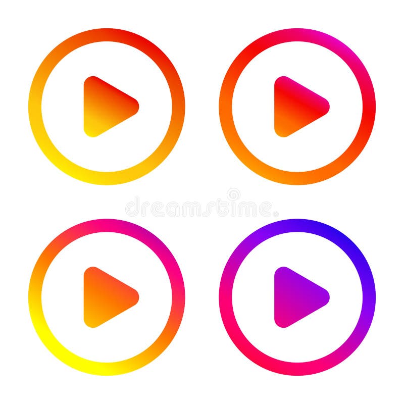 Buton de redare. pictogramă gradient plat. semn izolat pentru web. set vectorial royalty free illustration