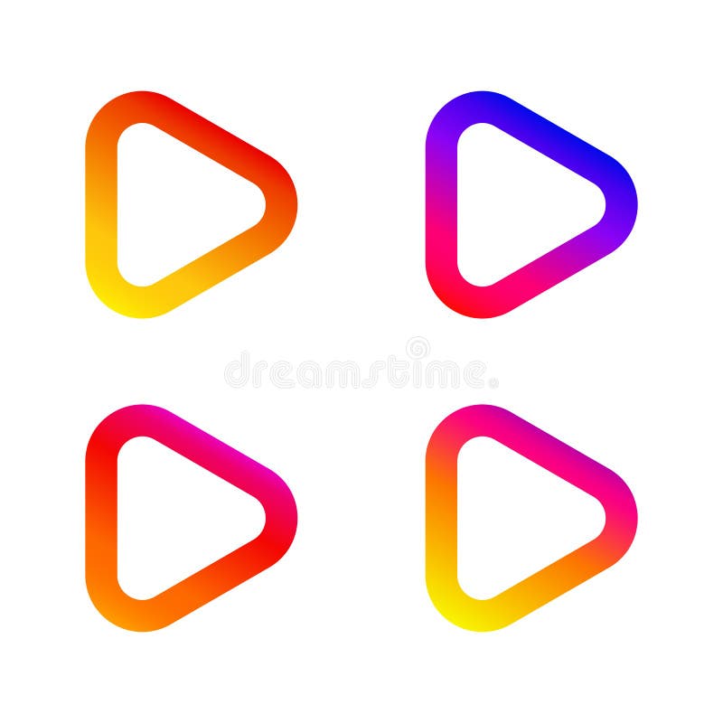 Buton de redare. pictogramă gradient plat. semn izolat pentru web. set vectorial royalty free illustration