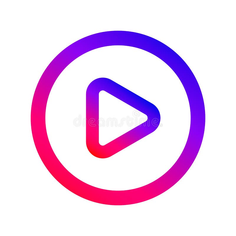 Buton de redare. pictogramă gradient plat. semn izolat pentru web. vector royalty free illustration