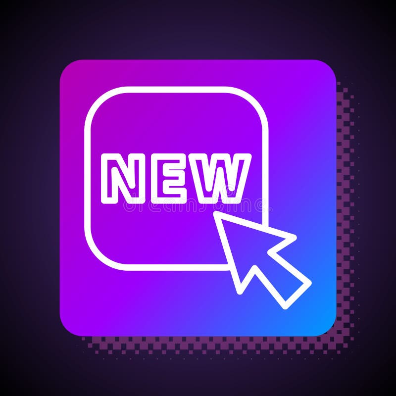 Buton linie albă cu o pictogramă nouă de inscripționare izolată pe fond negru. legitimație de preț. reducere etichetă promo. pătra royalty free illustration