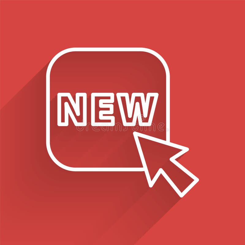 Buton linie albă cu o pictogramă nouă de inscripționare izolată cu umbră lungă. legitimație de preț. reducere etichetă promo. vect royalty free illustration
