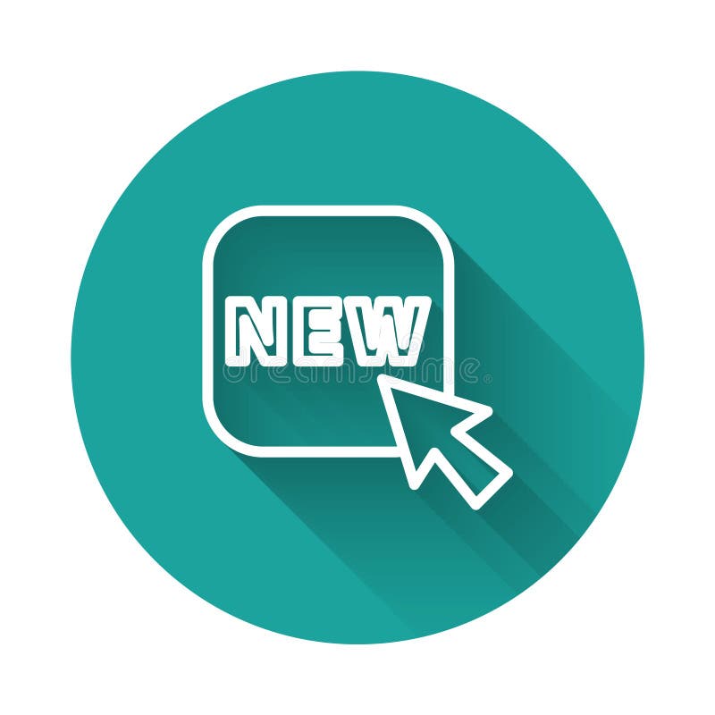 Buton linie albă cu o pictogramă nouă de inscripționare izolată cu umbră lungă. legitimație de preț. reducere etichetă promo. verd royalty free illustration