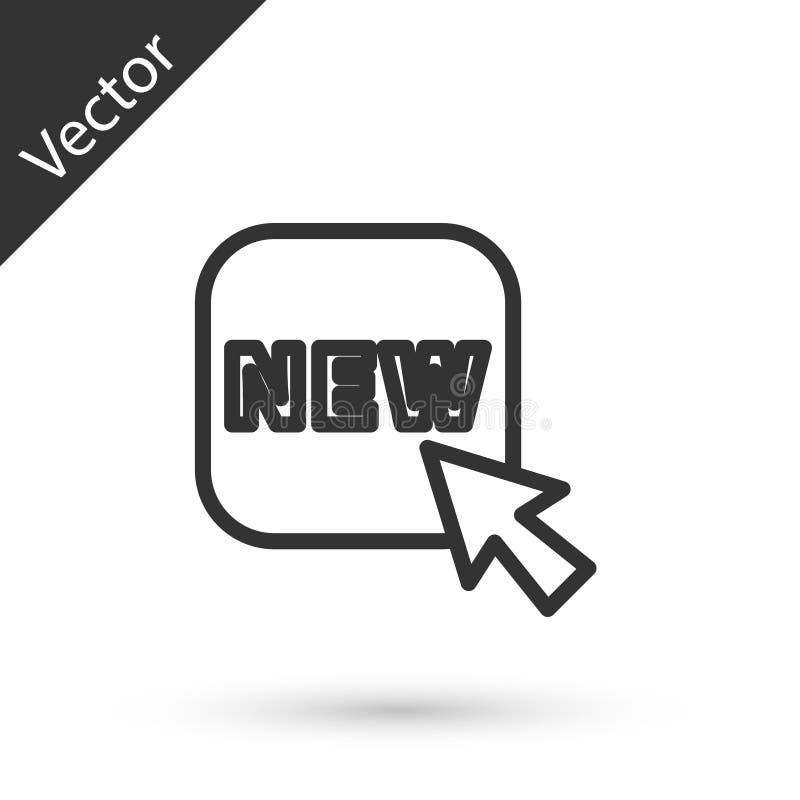 Buton linie gri cu o pictogramă nouă de inscripționare izolată pe fond alb. legitimație de preț. reducere etichetă promo. vector stock illustration