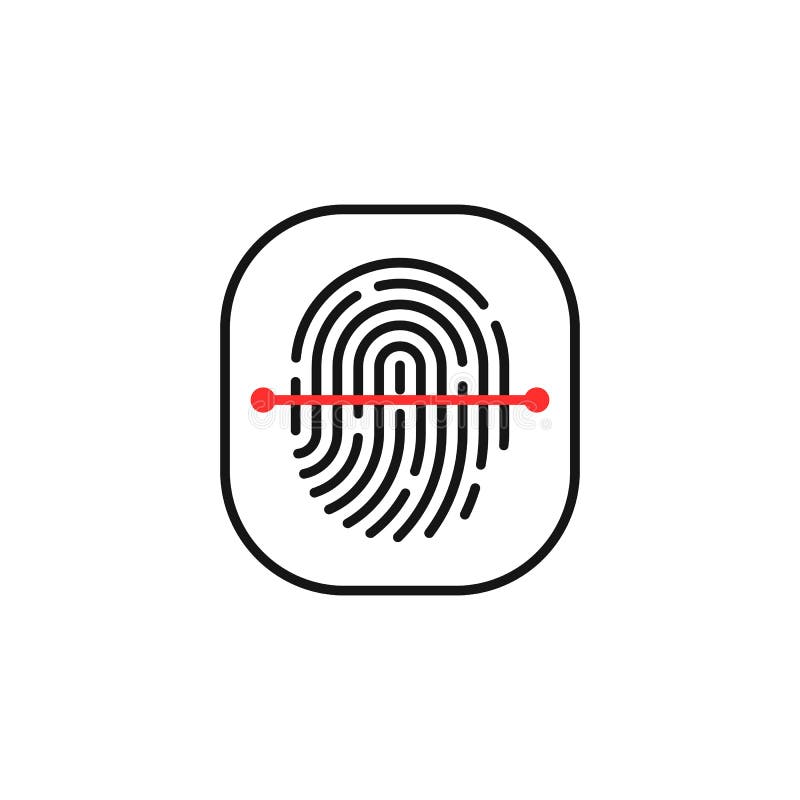 Buton linie subțire scaner amprentă vector illustration