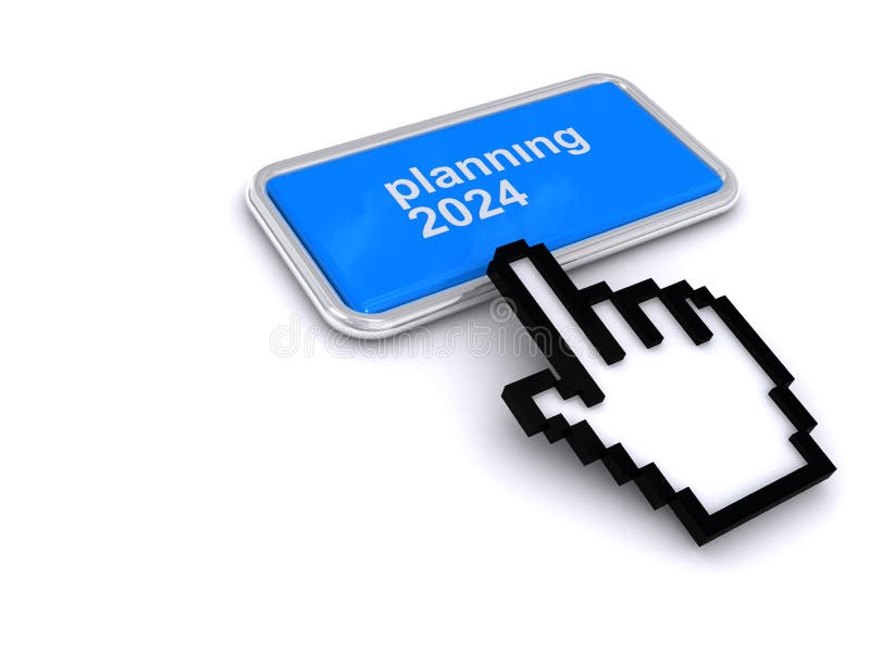 Buton planificare 2024 pe alb stock illustration