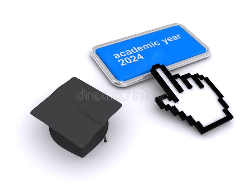 Buton an școlar 2024 pe alb stock illustration