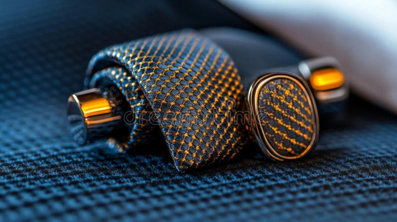 Butoni de lux și cravată de mătase pe tricou alb cu atingeri de designer stock illustration