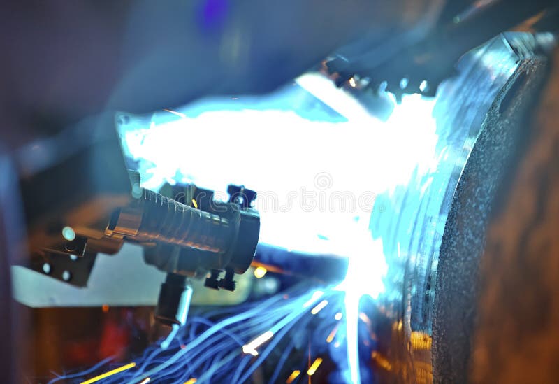 Welding Underwater Pipeline Using Automatic Equipment Stock Image