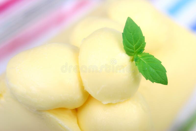 Butter with fresh mint leaf.
