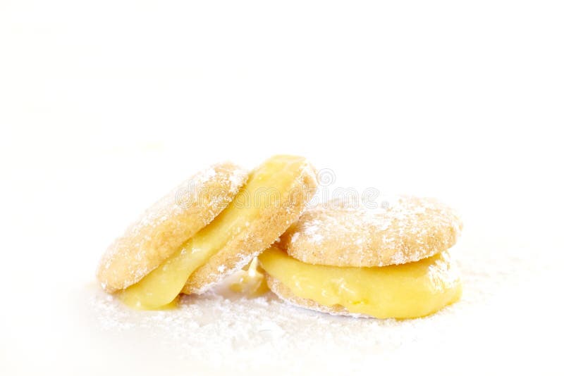 Butter biscuits with lemon curd royalty free stock photography