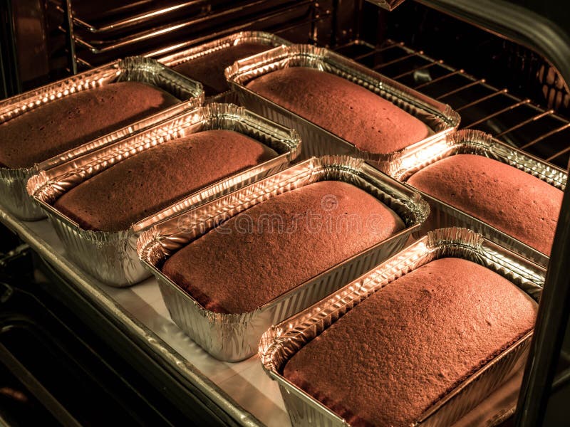 Butter Cake are Made in the Oven. Production Oven at the Bakery. Baking