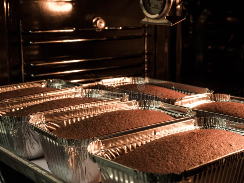 Butter Cake are Made in the Oven. Production Oven at the Bakery. Baking