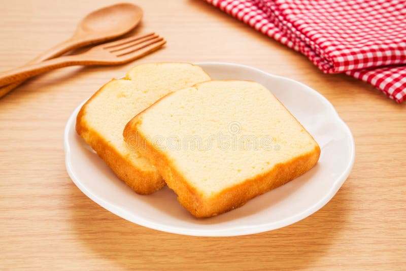 Butter cake sliced on plate