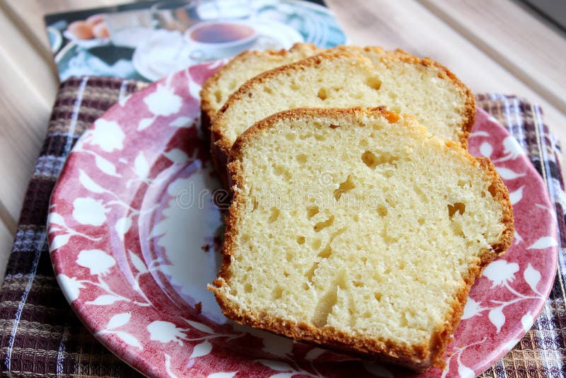 Butter Cake Sliced on Plate Stock Photo Image of dish, loaf 75362064