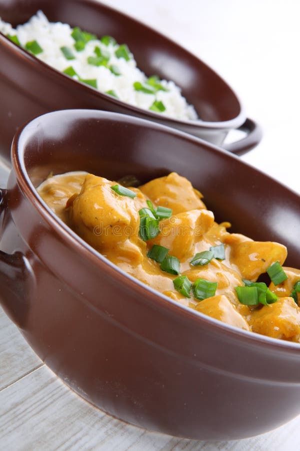Butter Chicken Curry with Basmati Rice. Stock Image - Image of butter ...