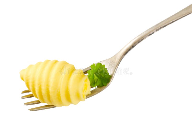 Butter curl on fork stock image. Image of fork, butter 52646123