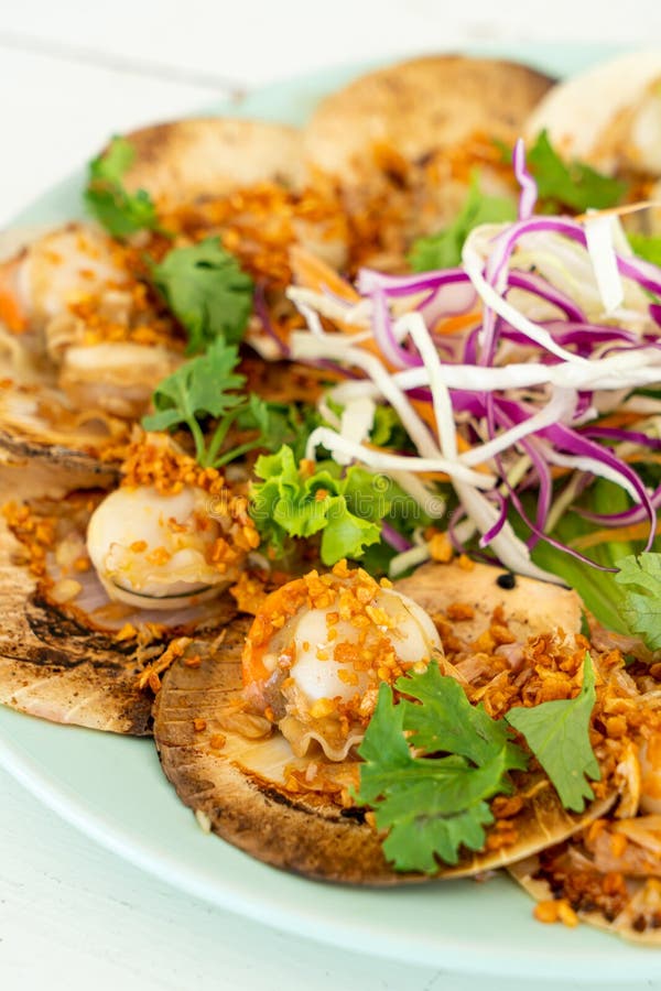 Butter and Garlic Grilled Scallops Stock Photo Image of isolated