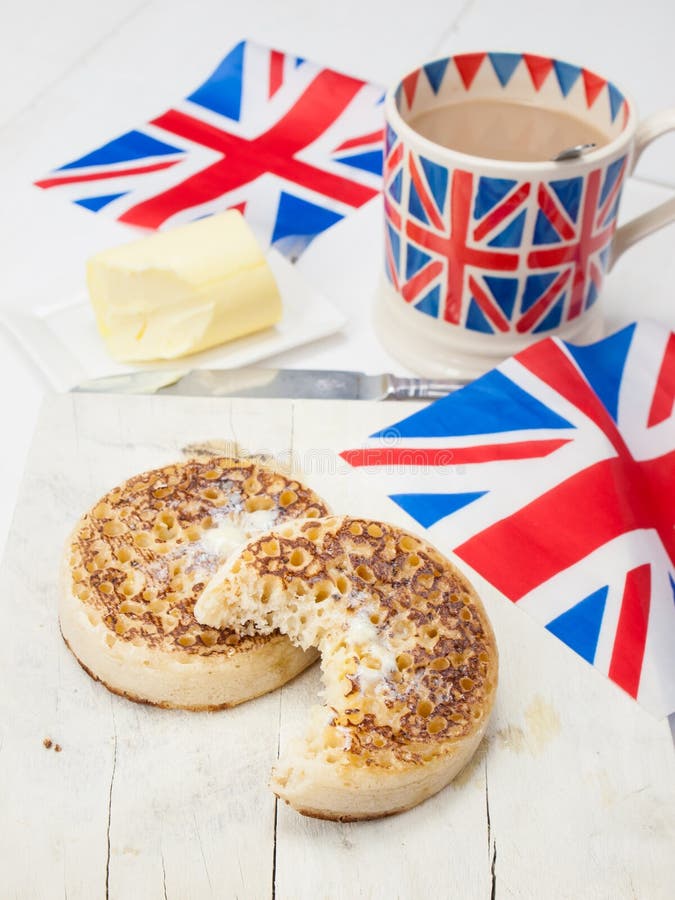 Buttered English Crumpets With Cup Of Tea Stock Image - Image: 41280919