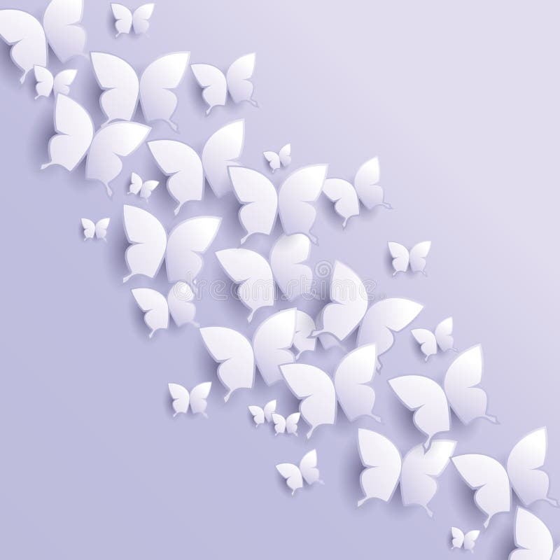 White butterflies on purple background - vector