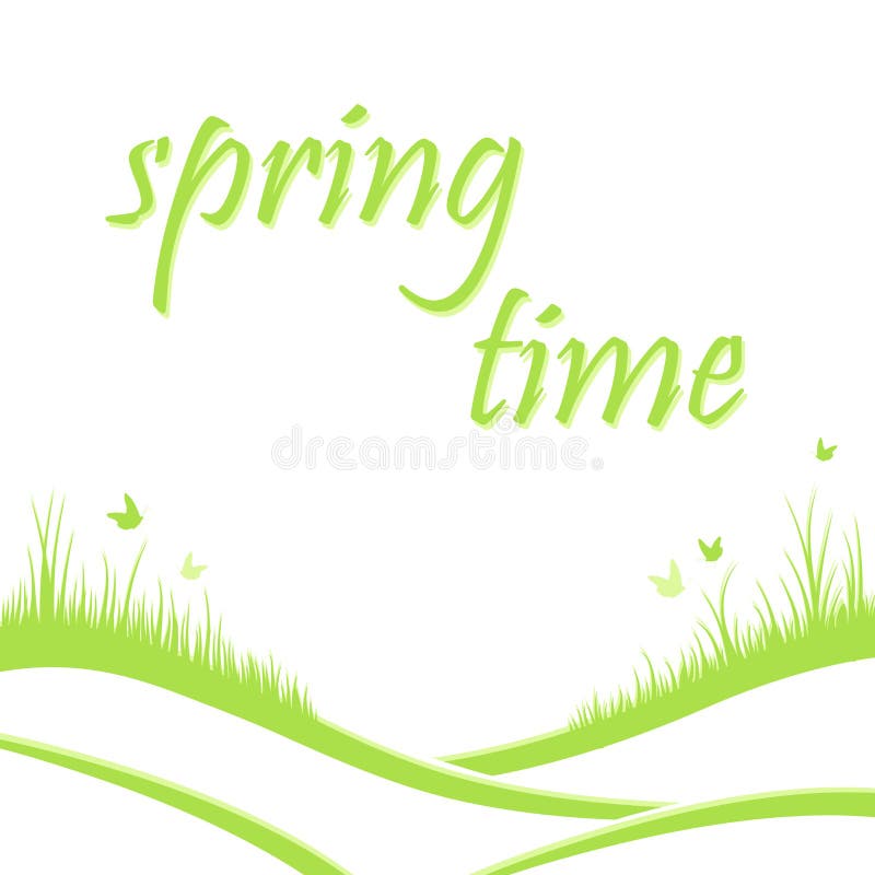 Butterflies fly over the spring grass. Nature background. Spring stock illustration