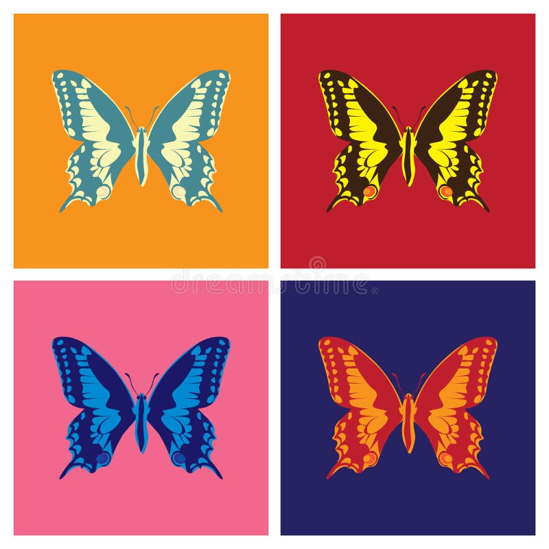 Butterflies in pop art vector illustration Butterflies in pop art vector illustration