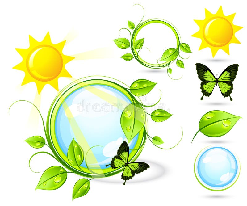 Ilustraciones de mariposas, el sol a plantas.