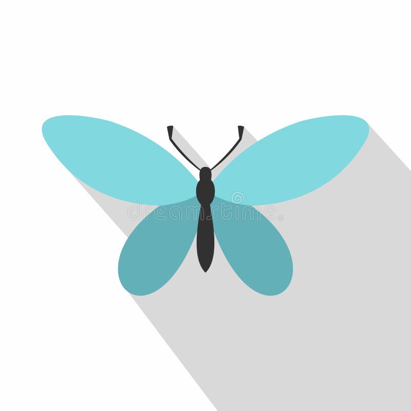 Butterfly with Antennae Icon, Flat Style Stock Vector Illustration of