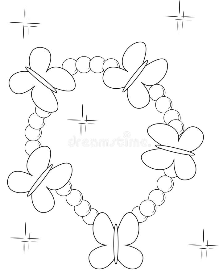 Download Butterfly Beads Bracelet Coloring Page Stock Illustration - Illustration of child, detail: 53482222