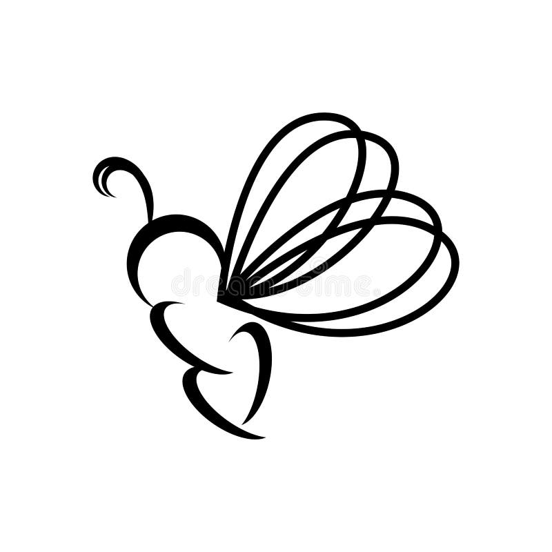 Minimalist Line Drawing Bee Illustration