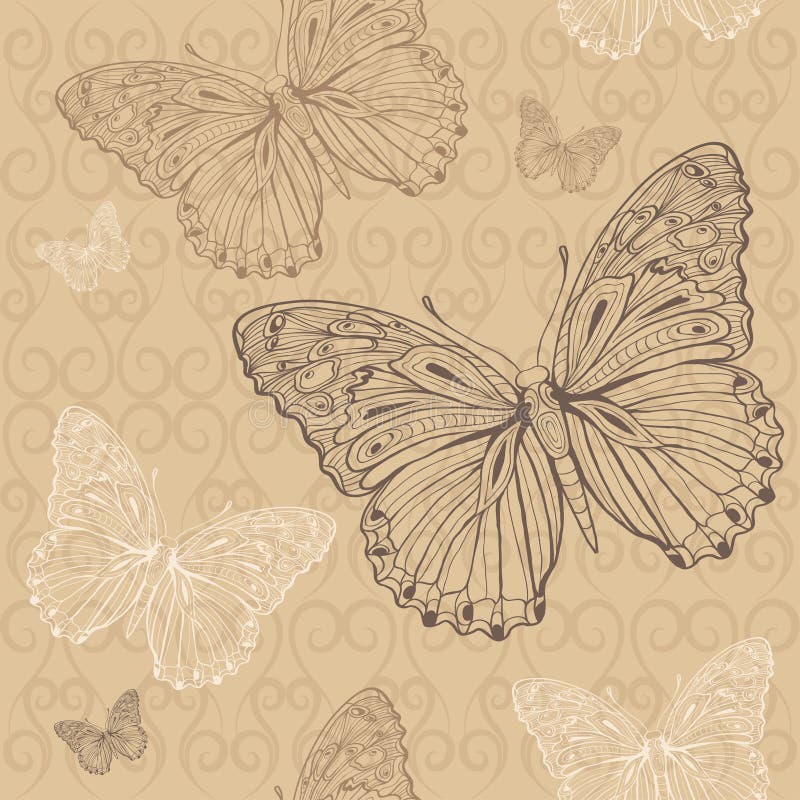 Butterfly beige seamless stock vector. Illustration of beige - 26300963