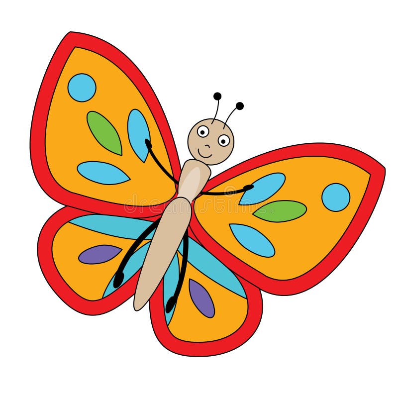 Butterfly in Cartoon Style. Vector Illustration Stock Vector - Illustration of vector, yellow: 74732335 Butterfly in Cartoon Style. Vector Illustration Stock Vector - Illustration of vector, yellow: 74732335