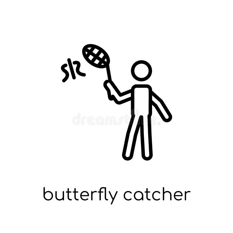 butterfly catcher thin line icon. catcher, fishnet linear icons from