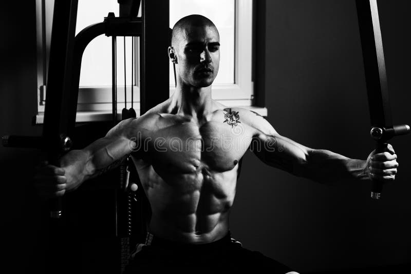 Butterfly Chest Exercise On Machine Stock Photo Image of black