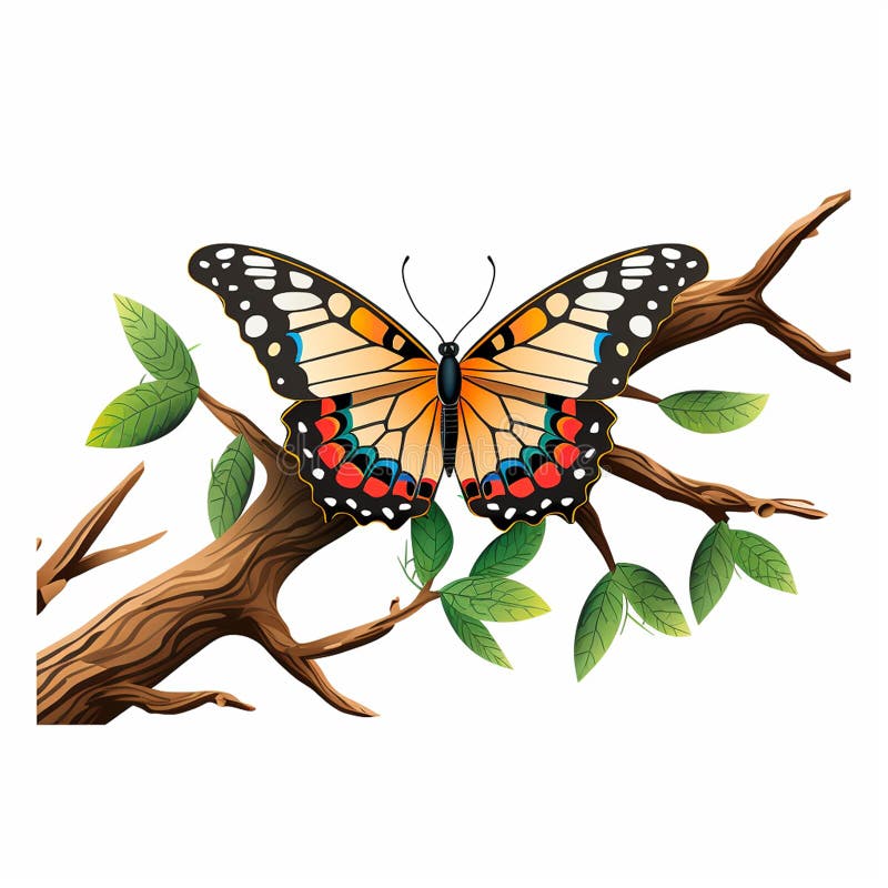 Un fluture își închide aripile delicate și tiparele complexe dezvăluite stock illustration