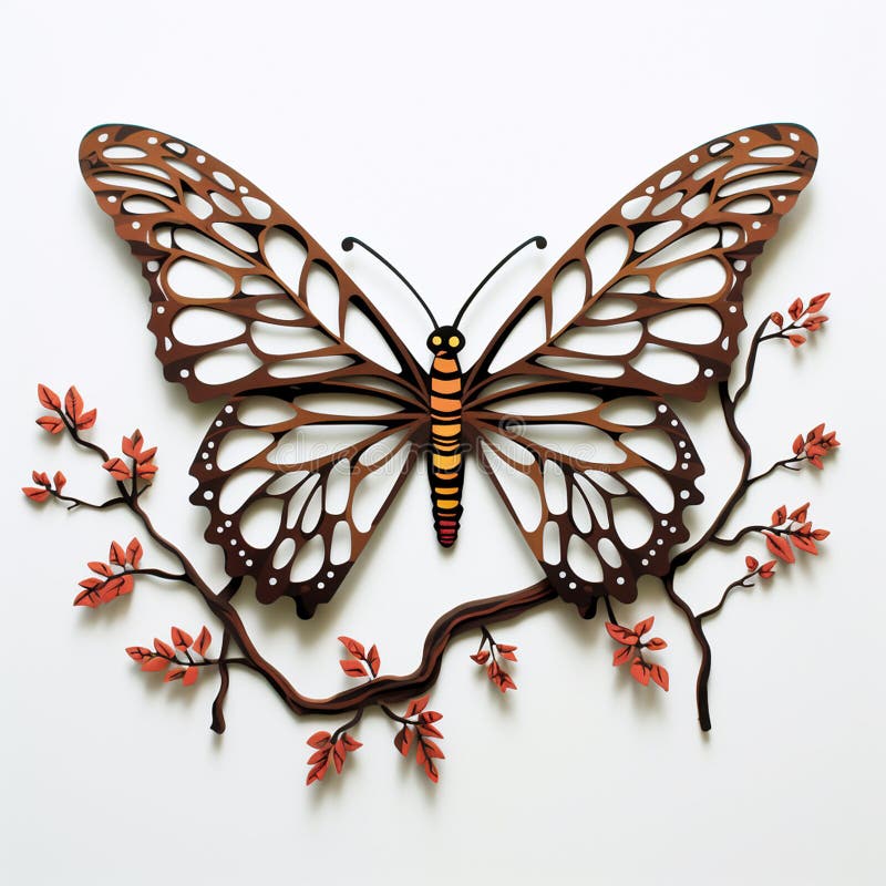Un fluture își închide aripile delicate și tiparele complexe dezvăluite vector illustration