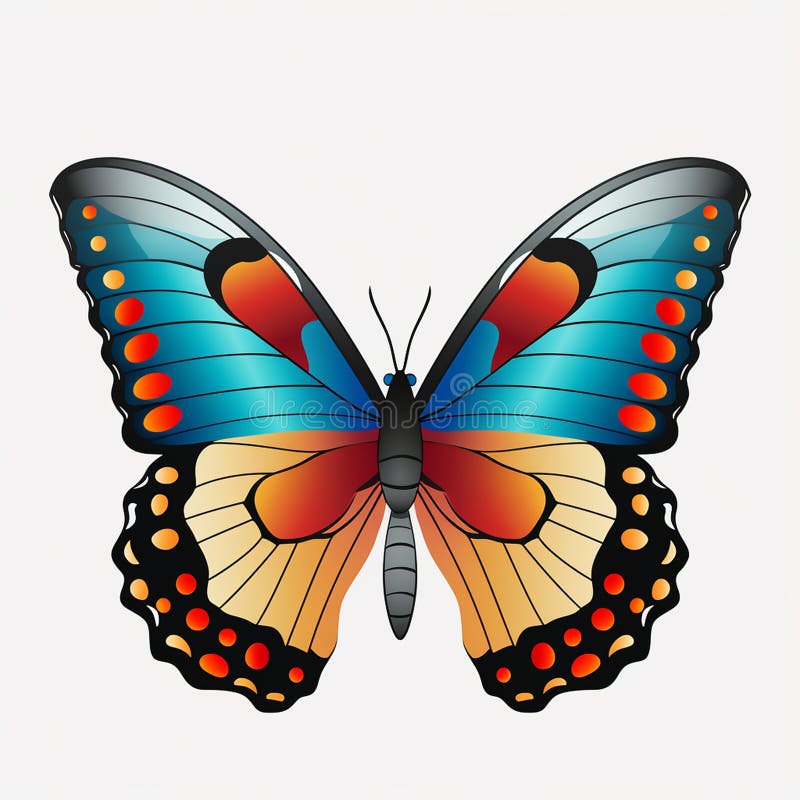 Un fluture își închide aripile delicate și tiparele complexe dezvăluite stock illustration