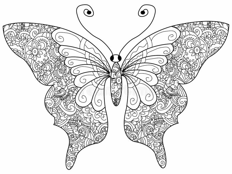 Butterfly Coloring Book for Adults Vector Stock Vector - Illustration of  book, drawing: 78617996