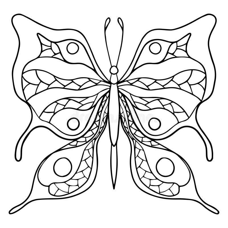 Butterfly. Coloring Page, Line Art. Vector Clip Art Element Stock ...