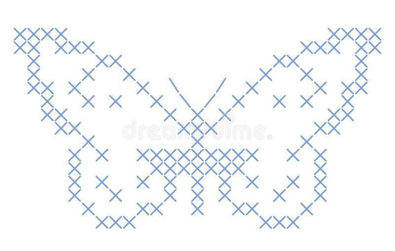 Butterfly criss-cross stitch embroidery vector illustration Butterfly criss-cross stitch embroidery vector illustration
