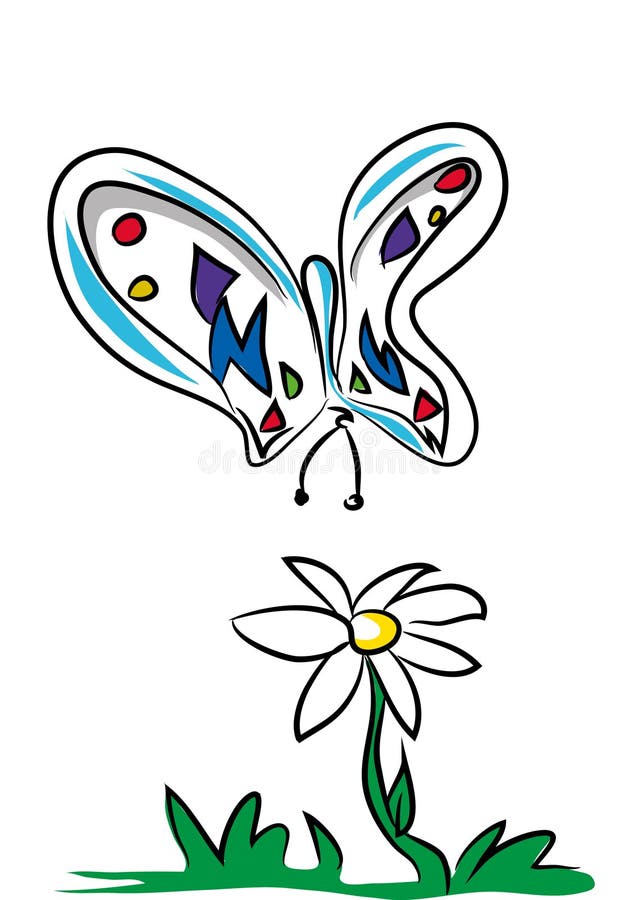 Butterfly and daisy royalty free illustration Butterfly and daisy royalty free illustration