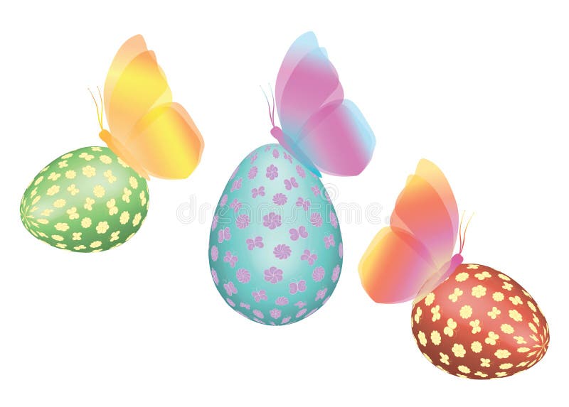Butterfly on Easter Painted Egg Stock Vector Illustration of food