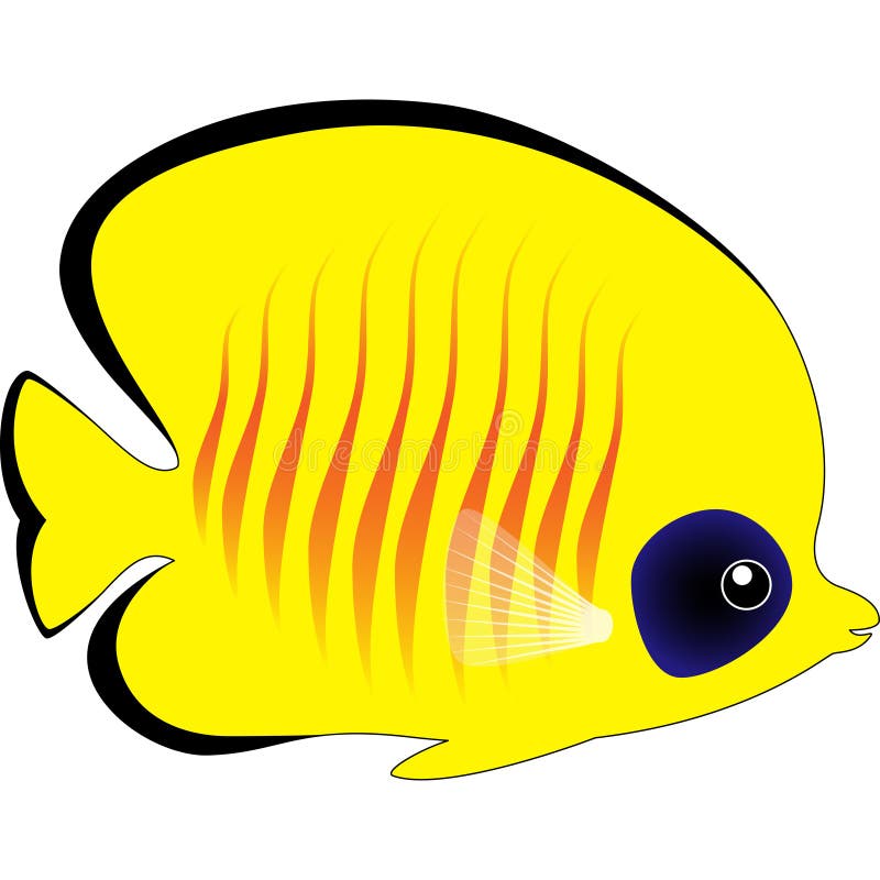 Blue and yellow cute fish stock vector. Illustration of drawing - 32045274