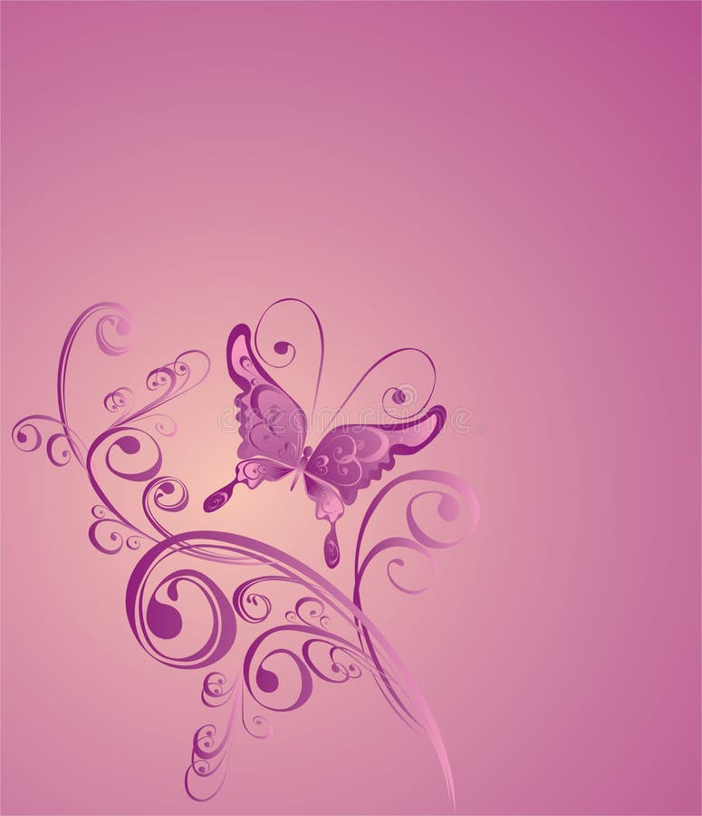 Butterfly and Floral Ornament, Element for Design Stock Vector ...