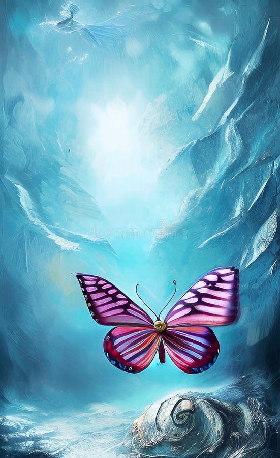 Butterfly Flying in the Sky Stock Illustration Illustration of pink, flowers 264554047